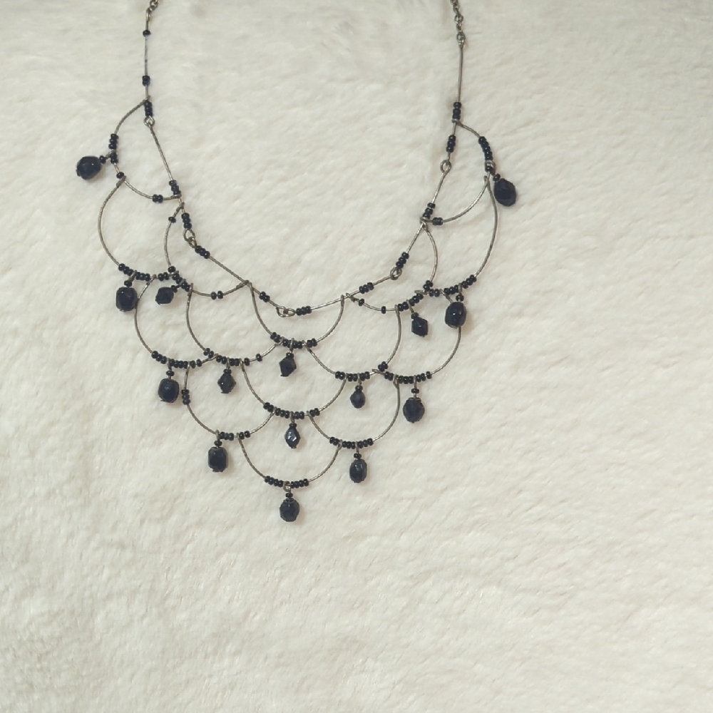 Elegant Black Beaded Necklace